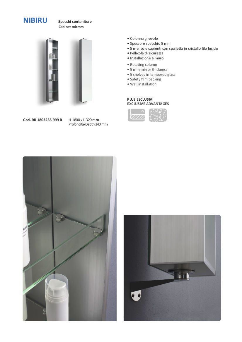 data sheet cabinet rotating mirror vanità e casa nibiru